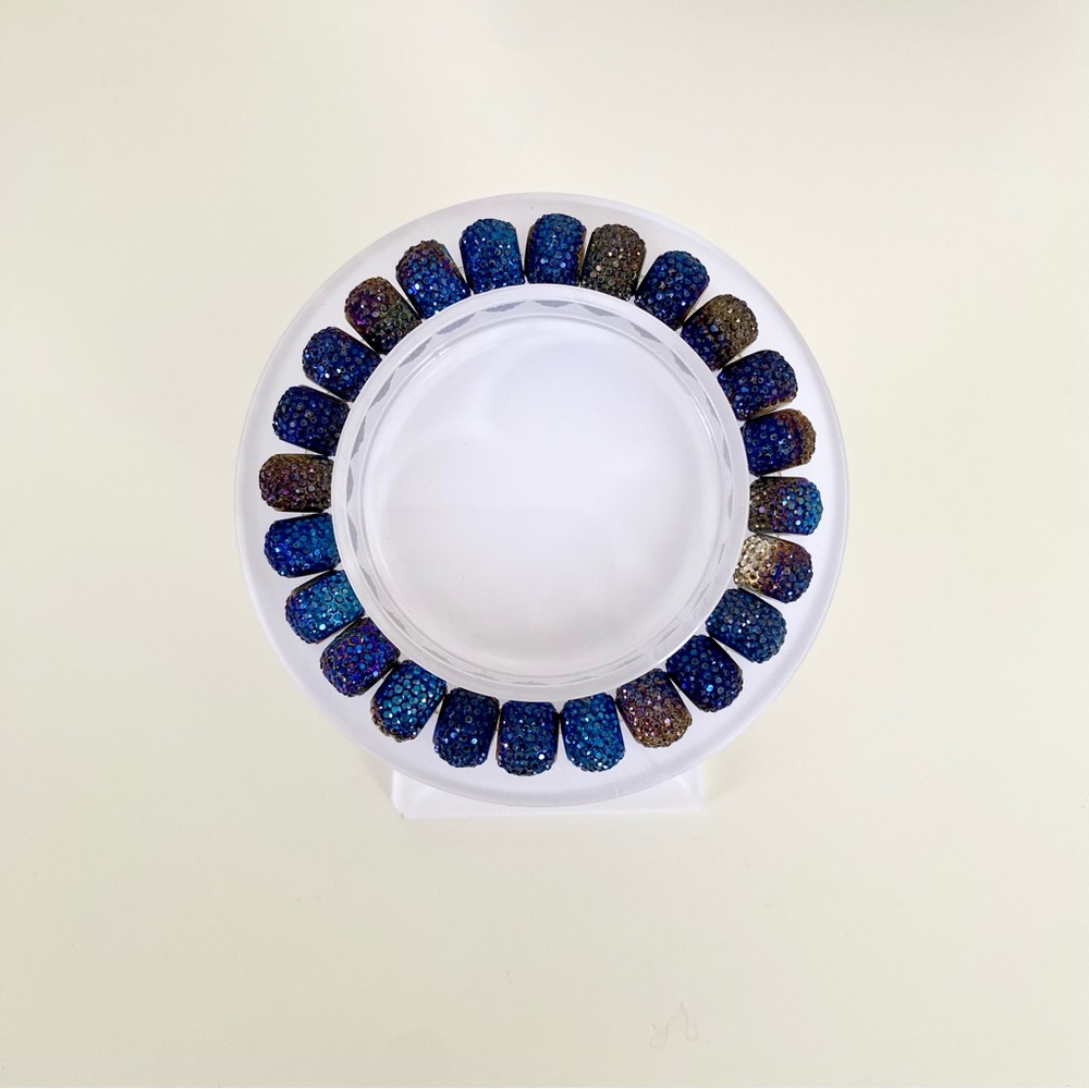 4/$15 Blue Textured Beaded Stretch Bracelet